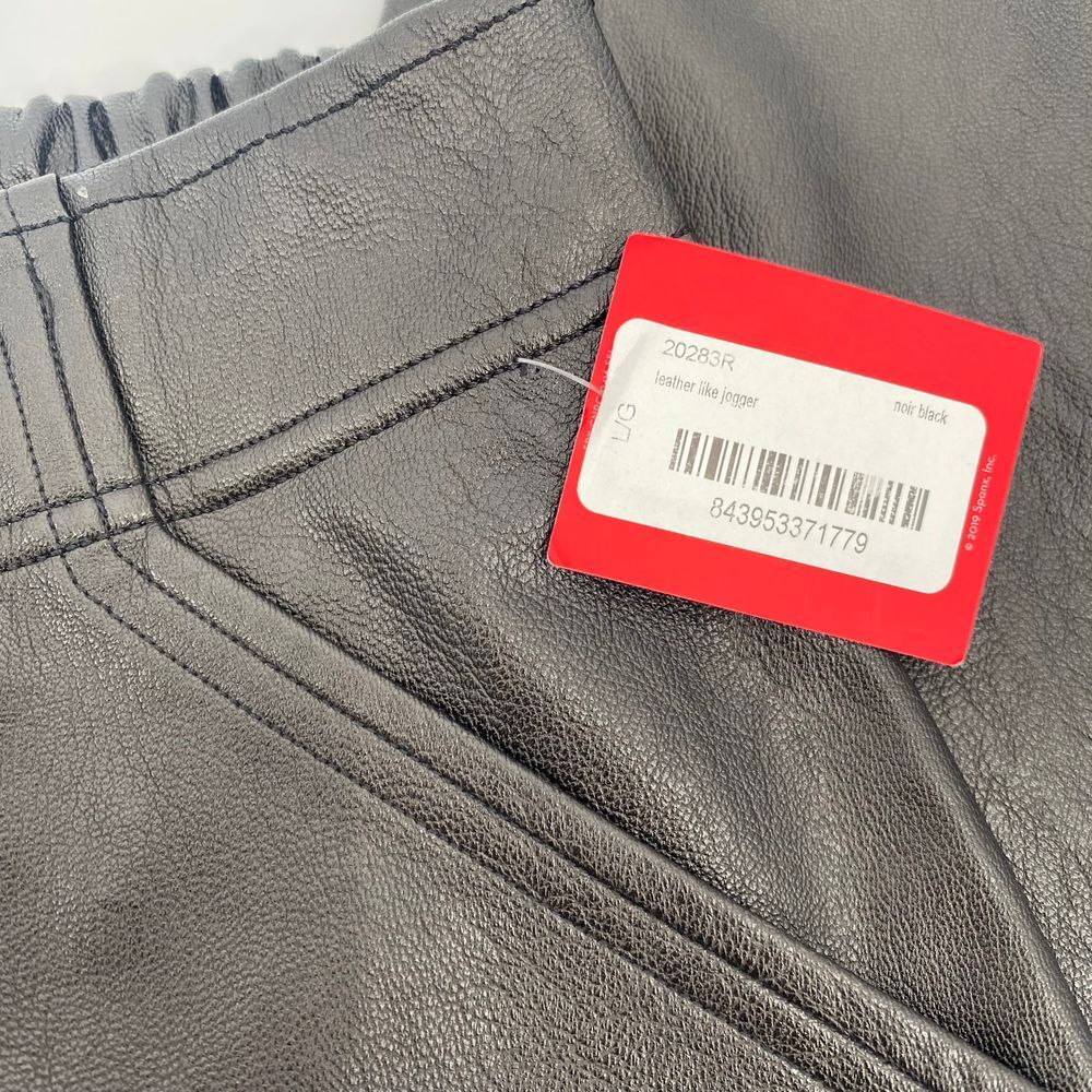 NEW Spanx Black Leather-Like Jogger Pants NWT Size Large Retail $148 - Picture 2 of 11